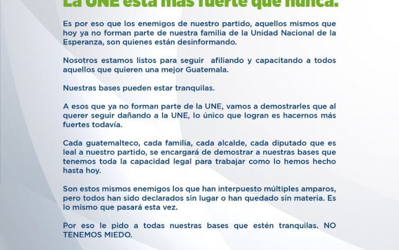 Ex miembros de la UNE buscan frenar asambleas de afiliación