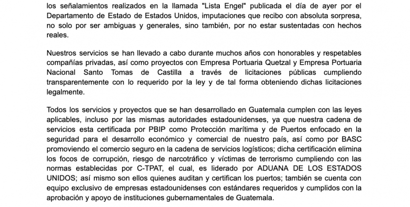 Empresario Arturo Samayoa Camacho responde al Departamento de Estado de los Estados Unidos