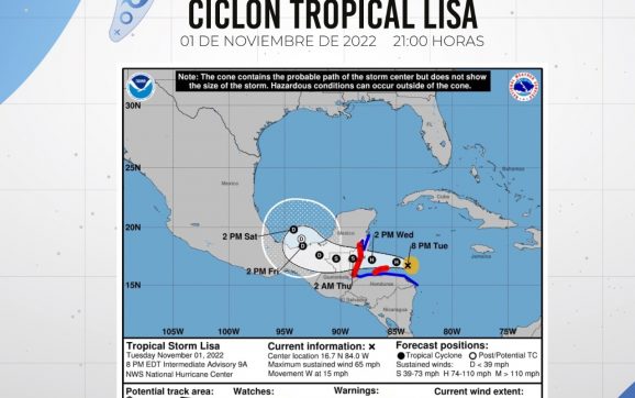 CONRED advierte que Tormenta Tropical Lisa se intensifico a huracán