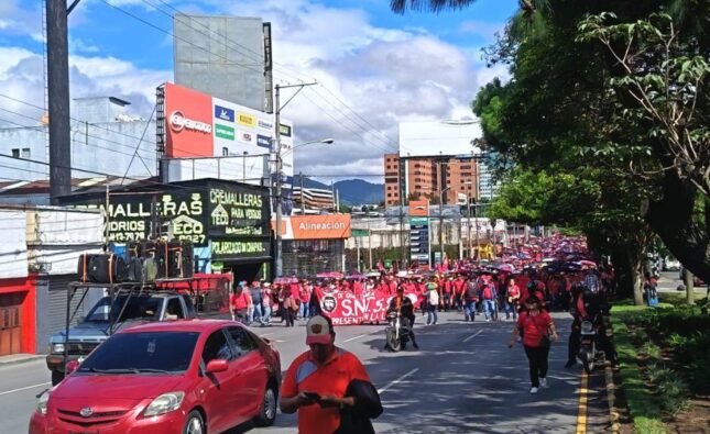 Manifestantes realizan caminata y afectan el tránsito en la calzada Roosevelt